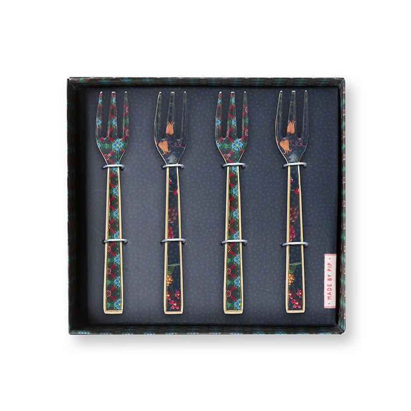 Pip Studio - Set/4 Cake Forks Enamelled Berry Blues 14.5cm