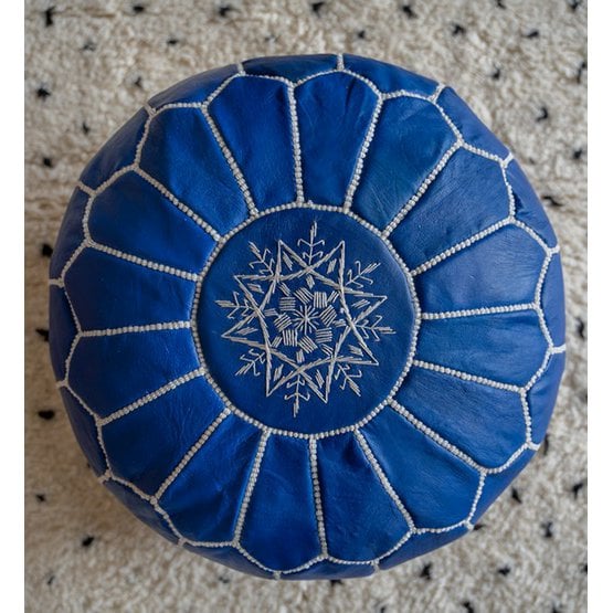 Poufs & Kissen - Lederpouf - Himmelblau - gefüllt geliefert