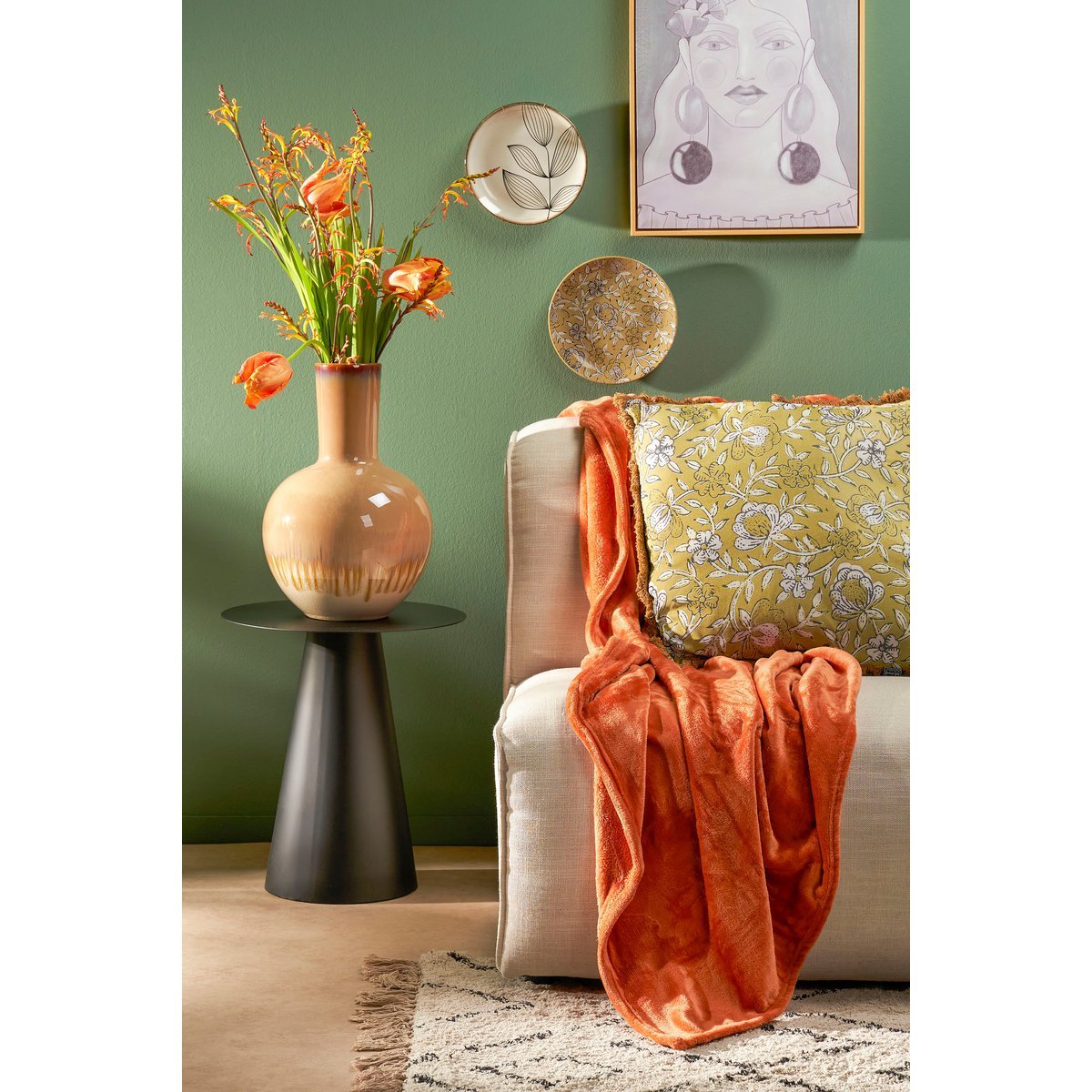 Glimmerdekorationen - Holm Vase - H42 x Ø28 cm - Keramik - Creme