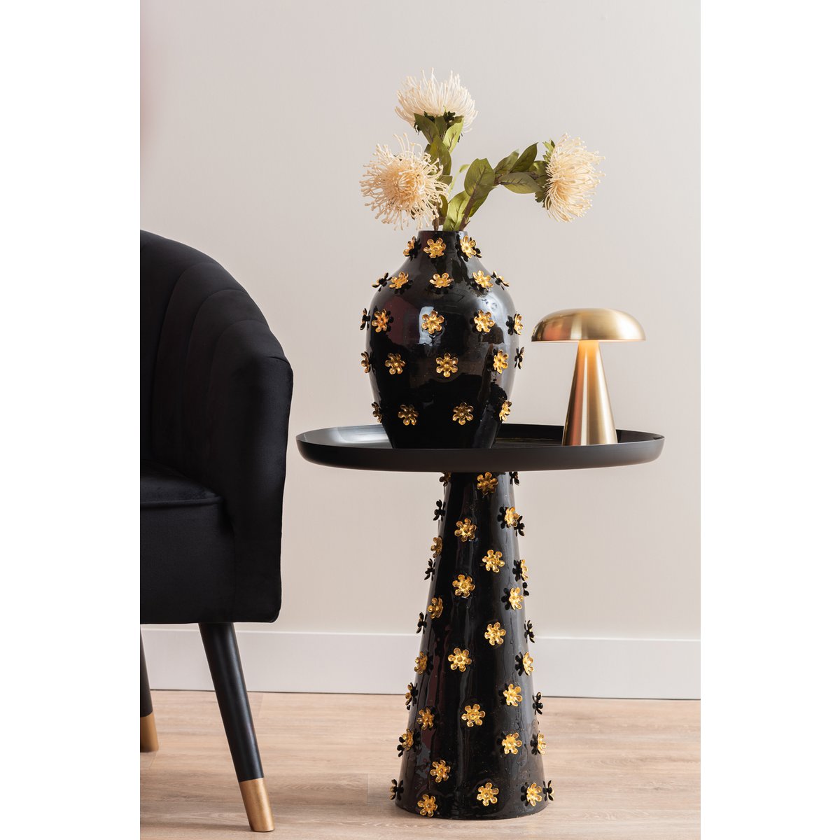 Present Time - Vase mit goldenen Blumen