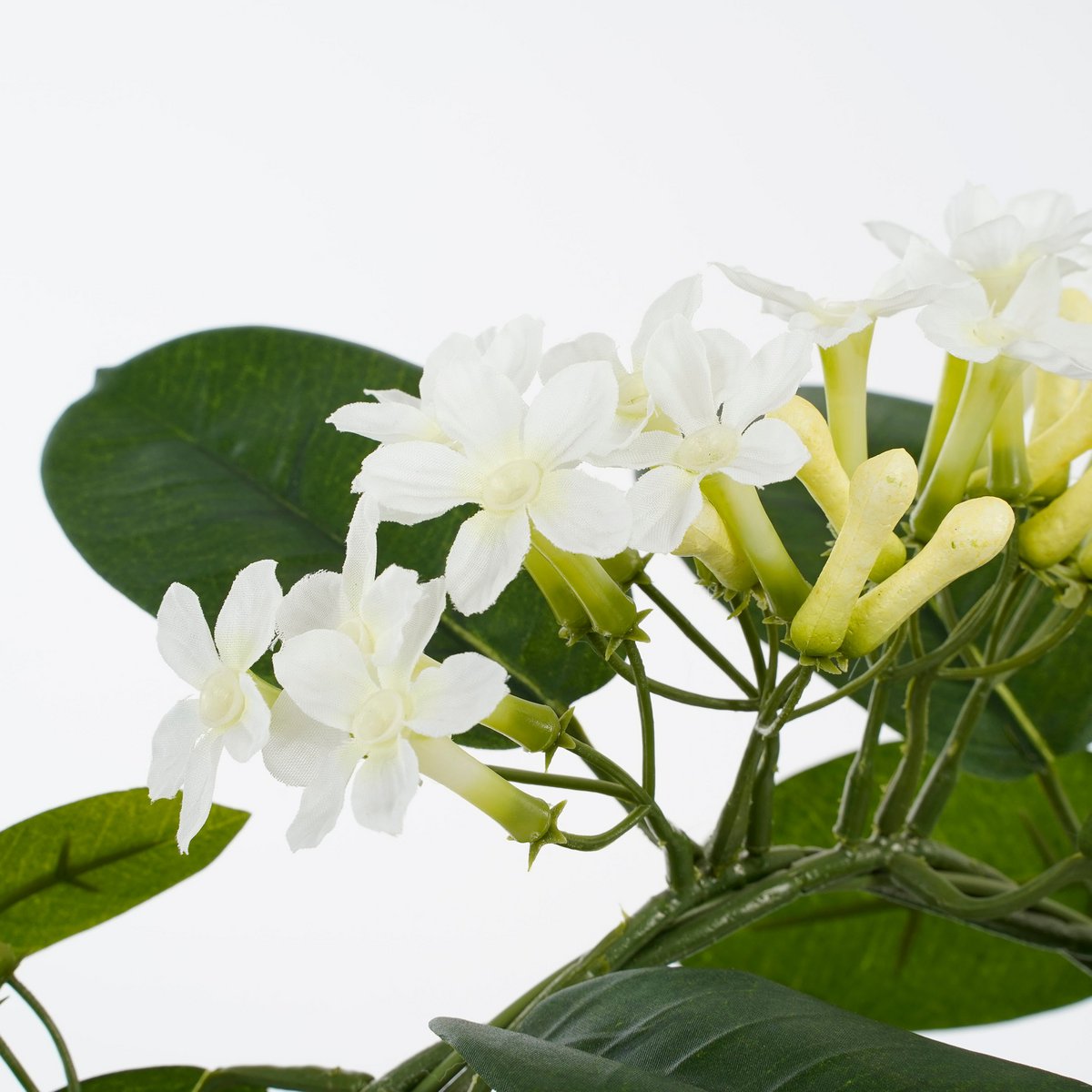 Glimmerdekorationen - Künstliche Pflanze Stephanotis im Blumentopf Stan - H50 x Ø40 cm - Weiß