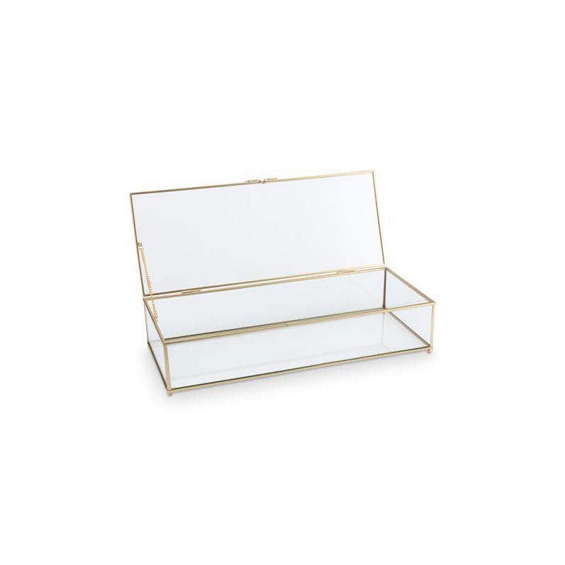 vtwonen - Opbergdoos Glas met Metalen Gouden Lijst 42x16,5x9cm