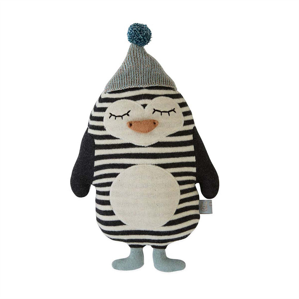 OYOY MINI - Knuffel 'Baby Pinguïn Bob' (Gebroken wit/Zwart)