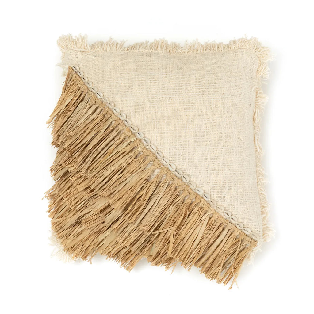 Bazar Bizar - Kussenhoes 'Raffia Cotton' (Naturel Wit, 60x60)