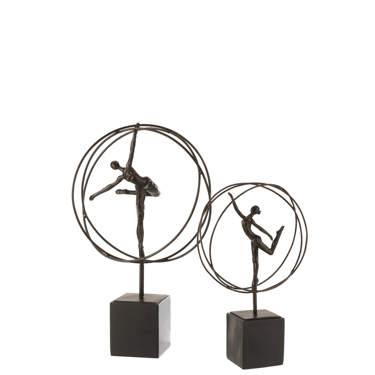 J-Line - Decoratief figuur 'Gymnaste in cirkel' (Bruin, Polyresin)