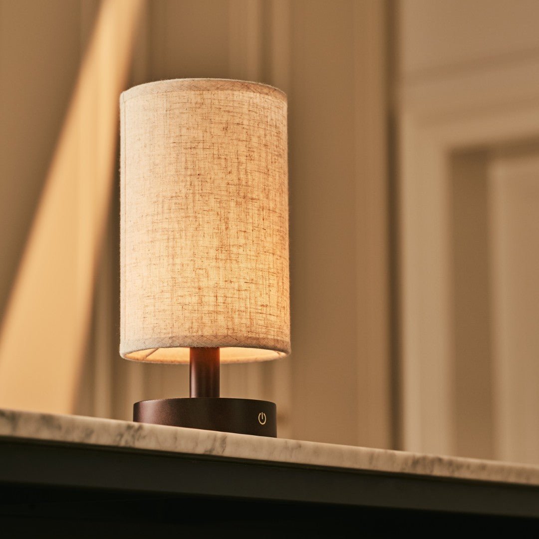 Tavellio-Amsterdam - Ben donkerbruine houten tafellamp - Oplaadbaar en dimbaar