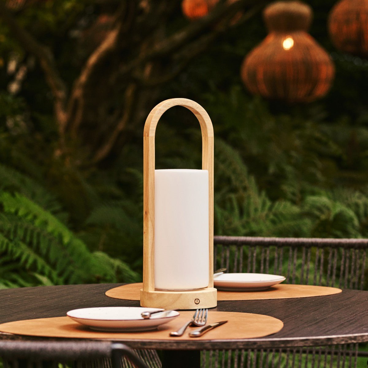 Tavellio-Amsterdam - Evie Lichtbruine Oplaadbare Houten Tafellamp – Dimbaar & Snoerloos