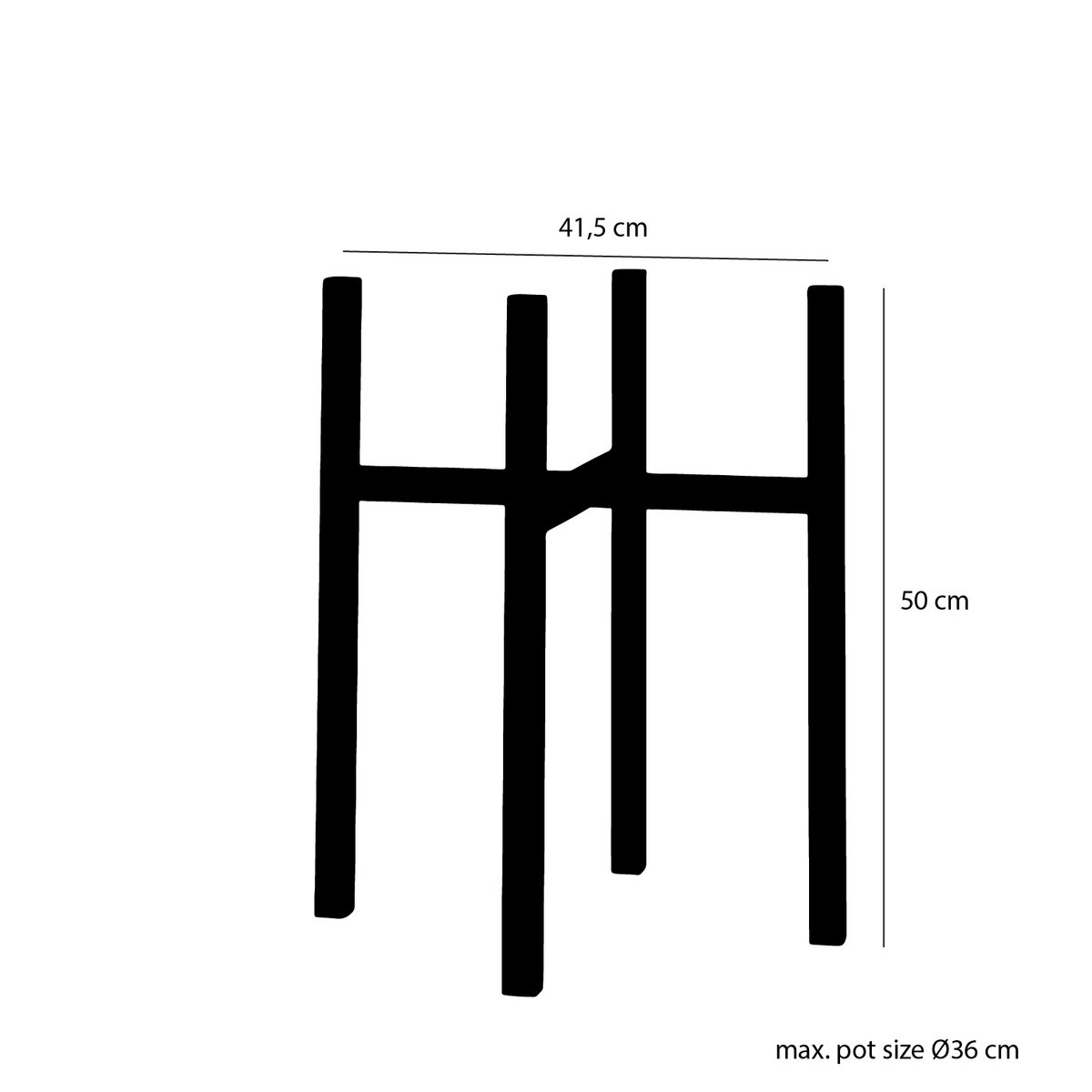 Mica Decorations - Ascot Plantenstandaard XL - L42 x B42 x H50 cm - Metaal - Zwart