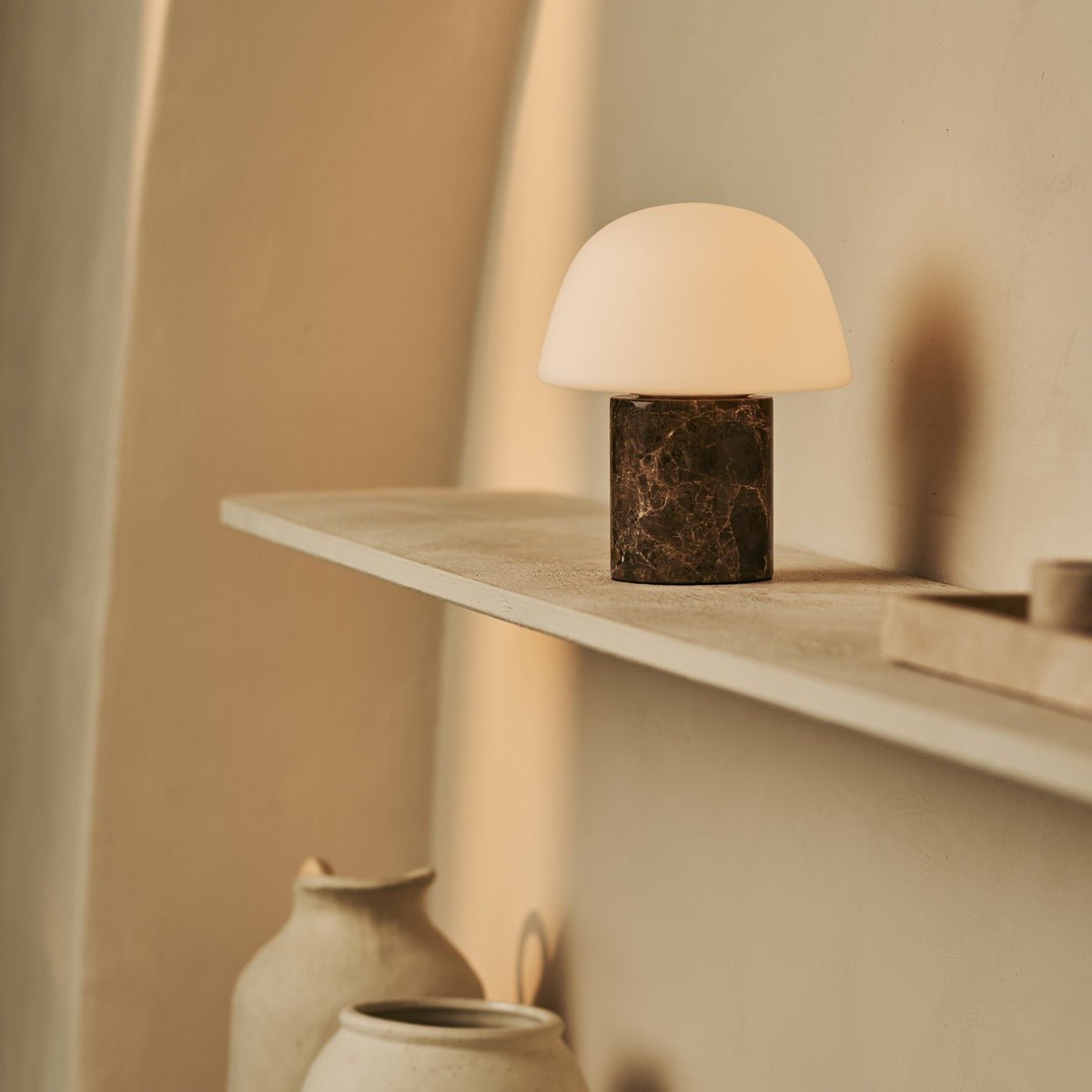 Tavellio-Amsterdam - Maes Brown / Emperador Dark - Elegante marmeren oplaadbare tafellamp