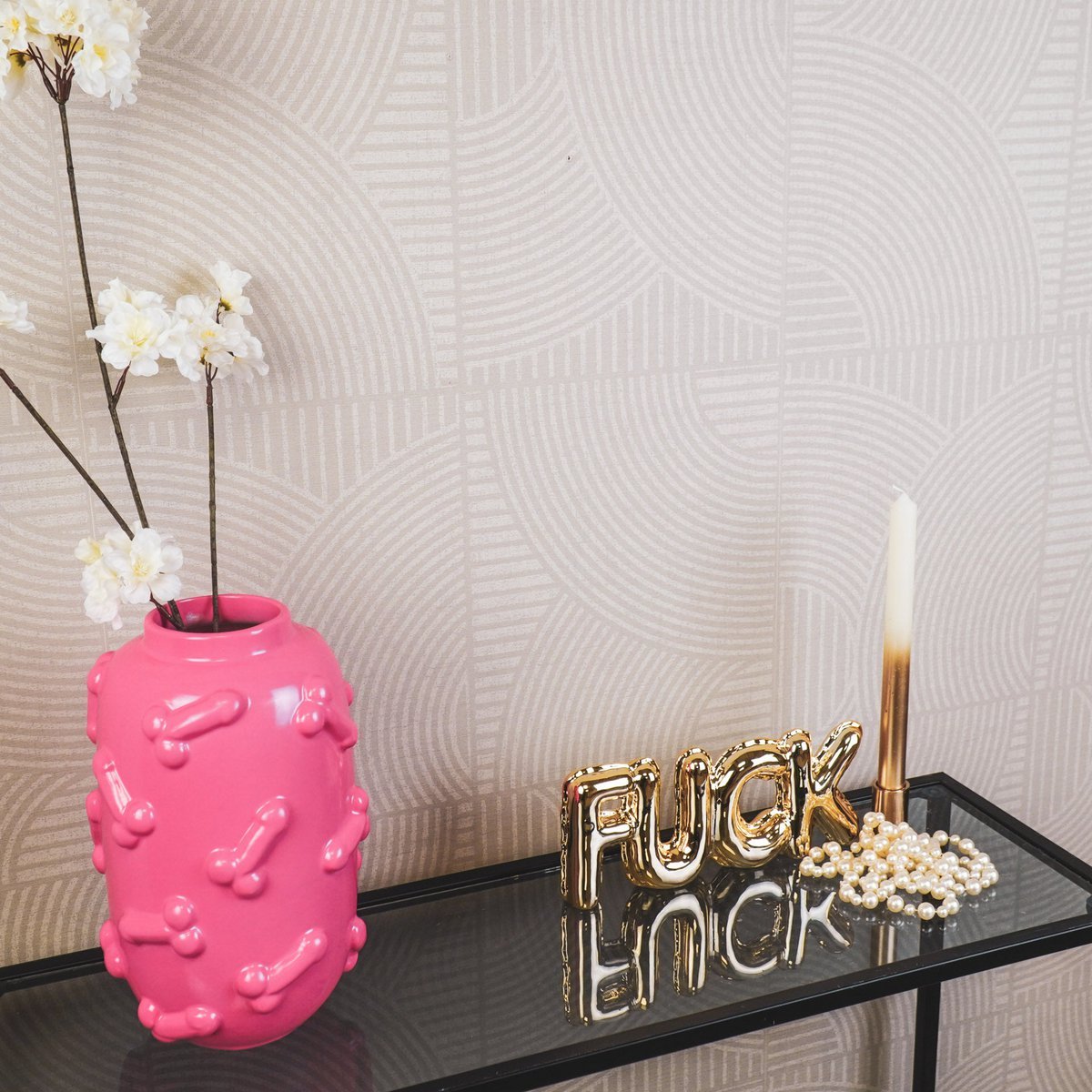 Housevitamin - Vaas - Dick - Keramiek - Roze - 17x17x27cm