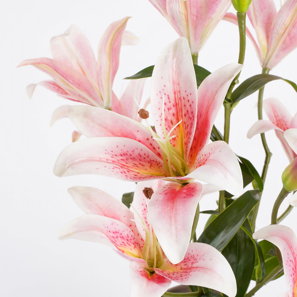 Glimmerdekorationen – Künstliche Tigerlilie im Blumentopf – H47 x Ø45 cm – Rosa