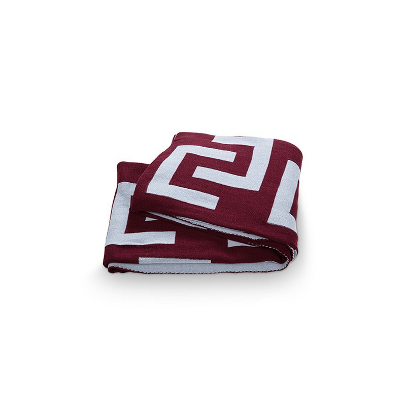 vtwonen - Plaid Knitted Burgundy-Light Blue 130x170cm