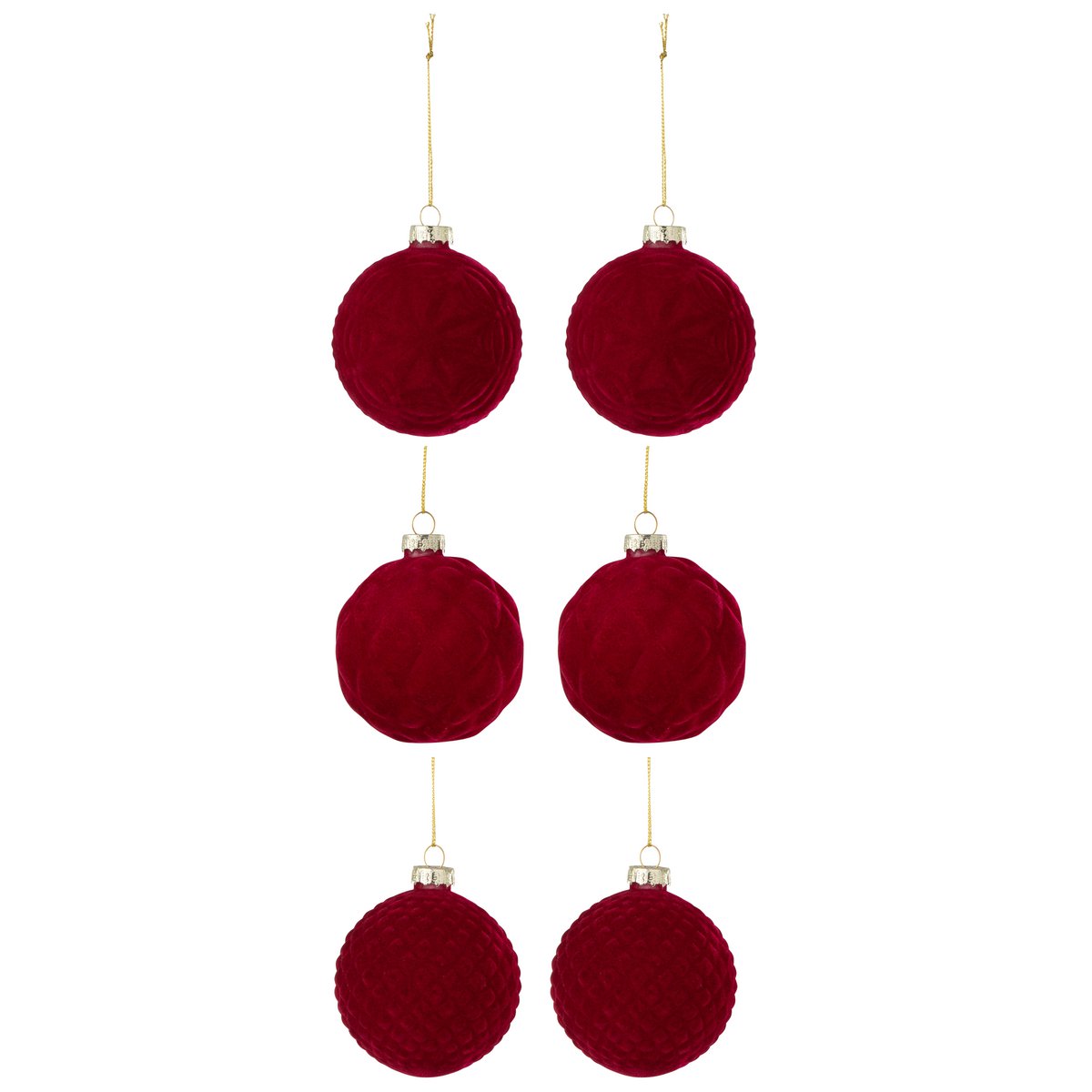 J-Line - Doos met kerstballen 'Vinterfrost' (Maat S, Set van 6, Rood)