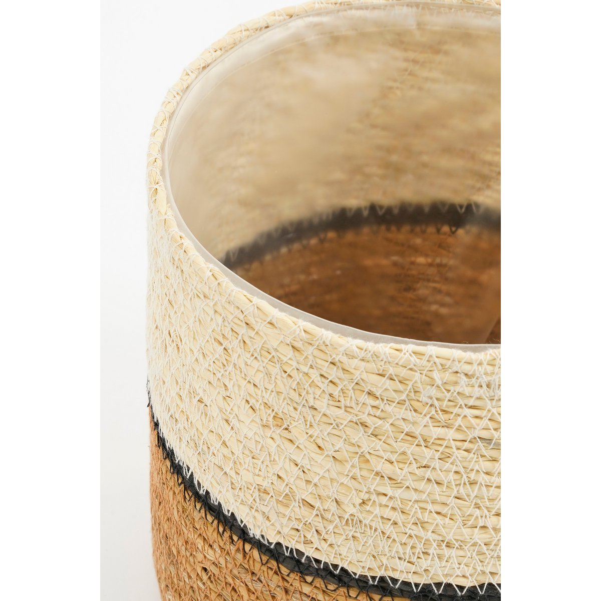 Mica Decorations - Damian Plantenmand - Set van 2 - H20 x Ø20 cm - Zeegras - Wit