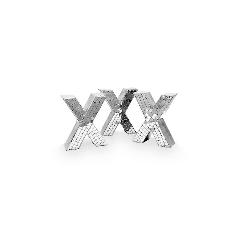 vtwonen - Decoratief figuur 'X' (Set van 3, Mosaic Silver)