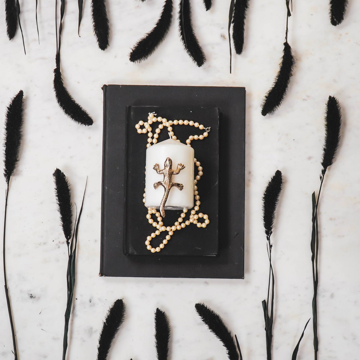 Housevitamin - Kaarsspelden 'Salamander' (Set van 2, Goud)