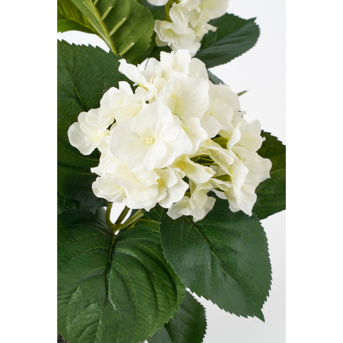 Glimmerdekorationen – Künstliche Hortensienpflanze im Blumentopf – H40 x Ø35 cm – Weiß