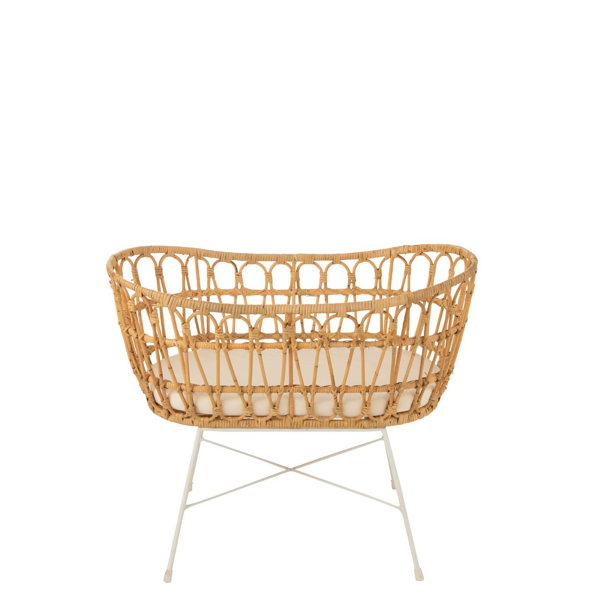 J-Line - kinderbed + matras - rotan/metaal - naturel/wit