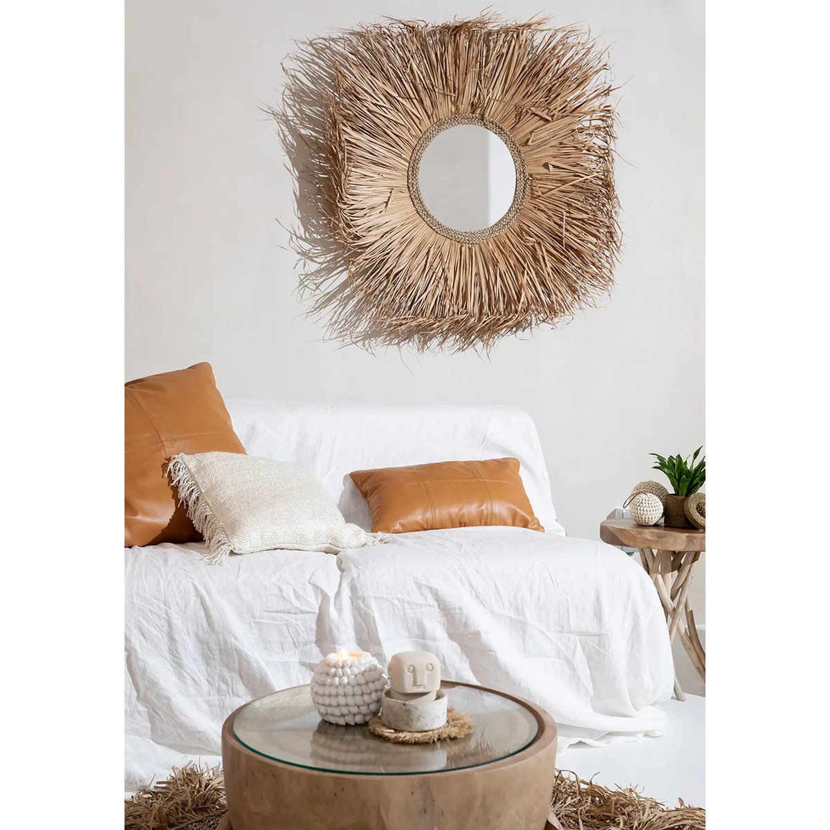 Bazar Bizar - Lederkissenbezug 'Six Panel' (Camel, 30x50)