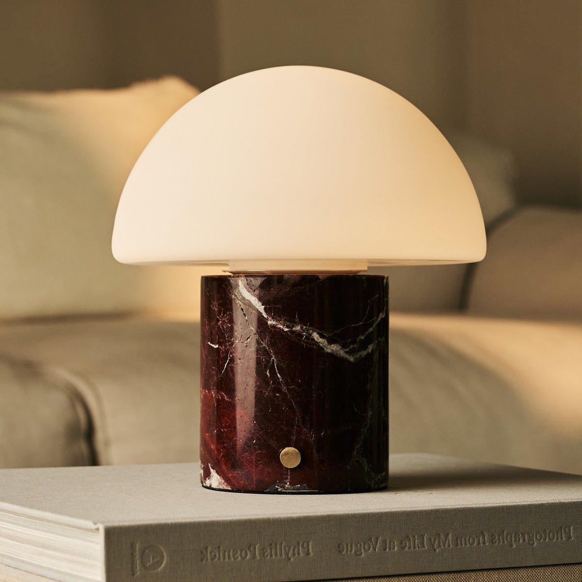 Tavellio-Amsterdam - Maris Red / Rosso Levanto - Classic Marmeren oplaadbare tafellamp met 3 lichte kleuren en dimfunctie