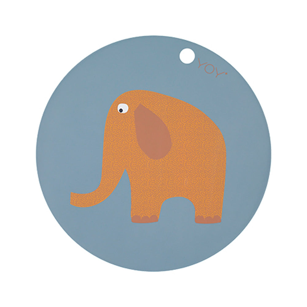 OYOY MINI - Placemat 'Olifant' (Gedempt Blauw)