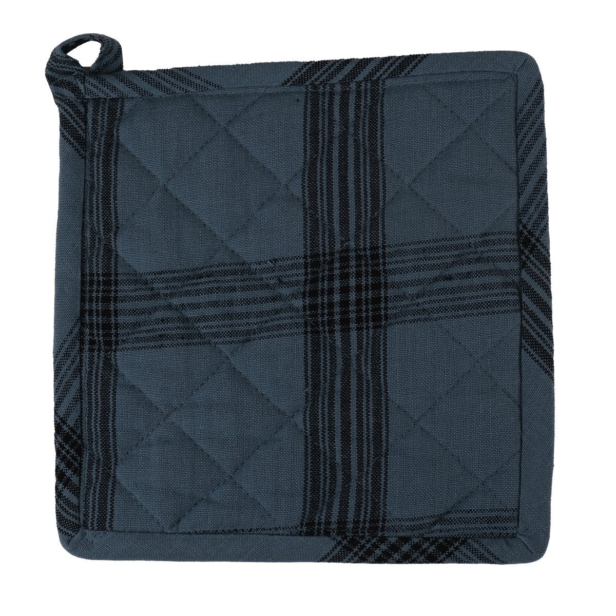 Linen & More - Pannenlap 'Black Check' (20cm x 20cm, Mirage Blue)
