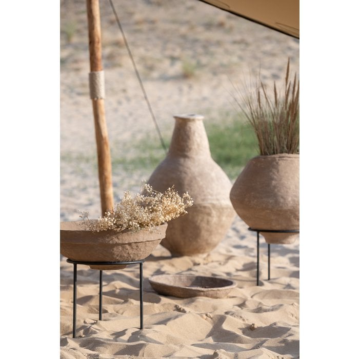 J-Line - Schüssel auf Fuß 'Chad' (Papier Maché, Braun)