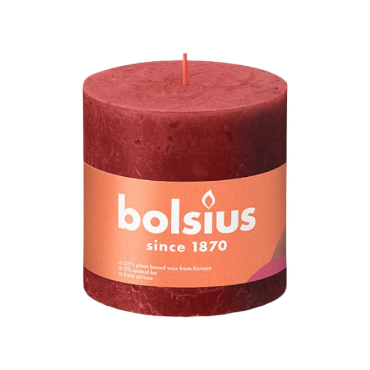 Bolsius - Rustieke stompkaars 'Shine' (Ø10cm) - Delicate Red