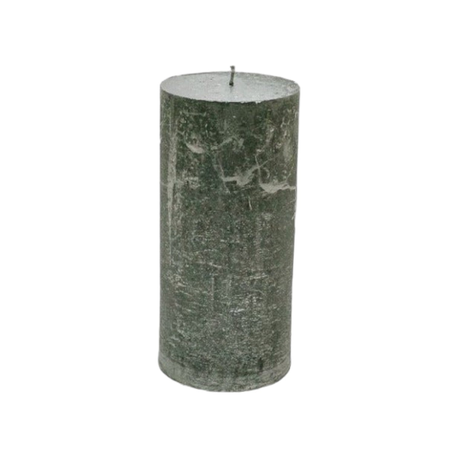 Branded By - Kaarsen 'Pillar' (Ø7cm x 15cm) - Metallic Green (set van 6)