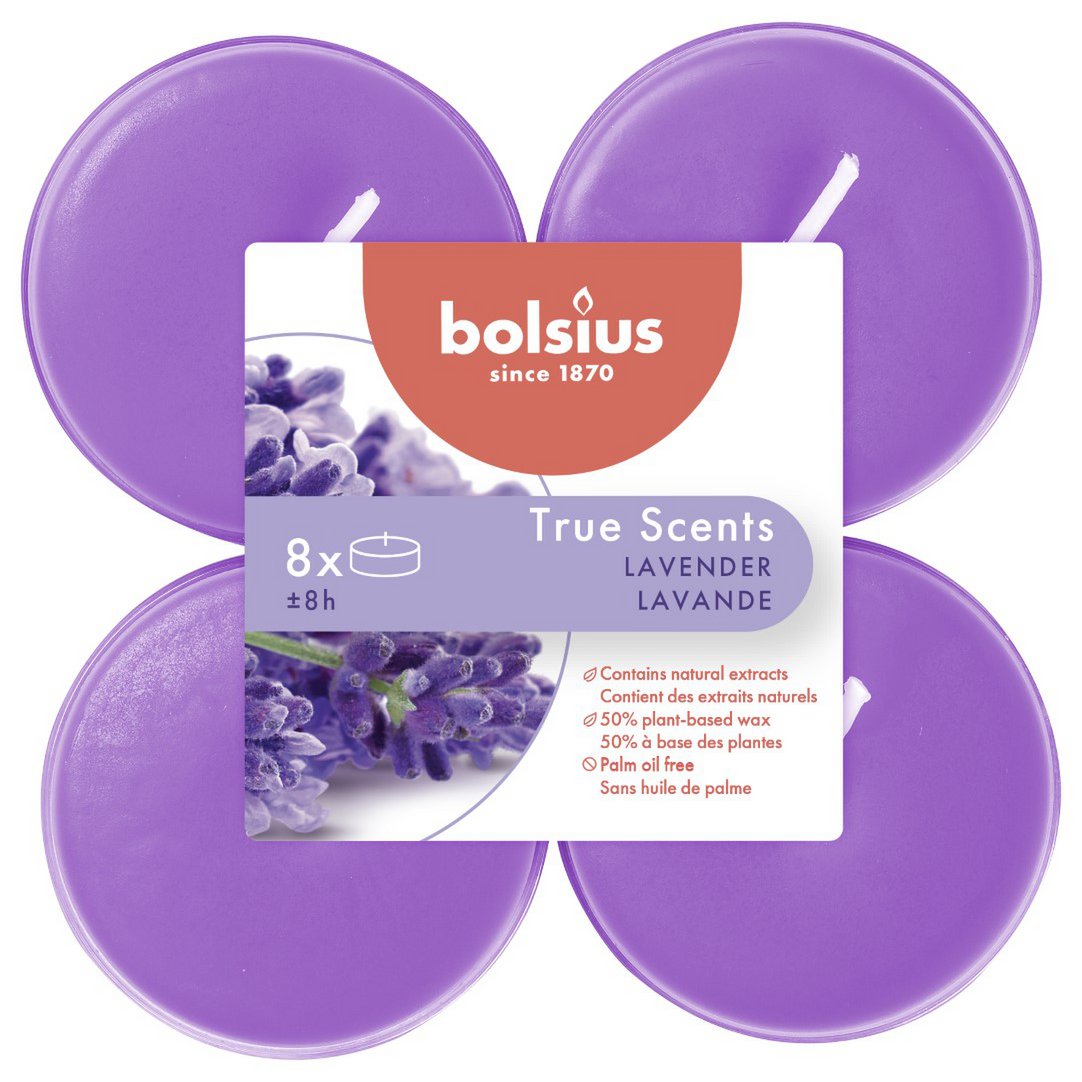 Bolsius - Geurtheelichtjes 'True Scents' (8 stuks, Lavendel)
