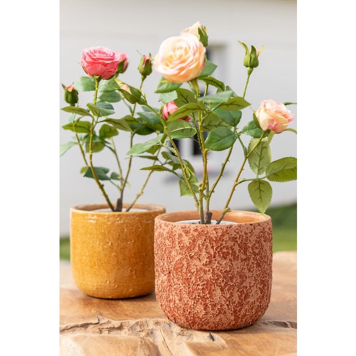J-Line - Kunstrozen in pot 'Rose' (Roze)