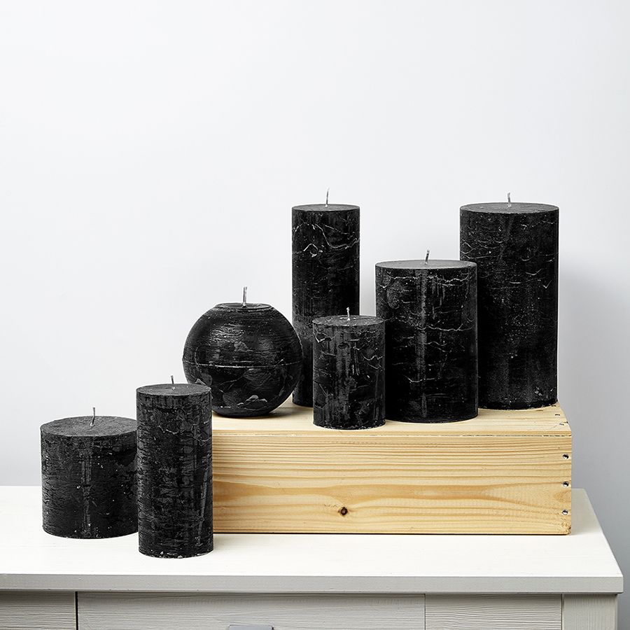 Branded By - Kaarsen 'Pillar' (Ø7cm x 10cm) - Black (set van 6)