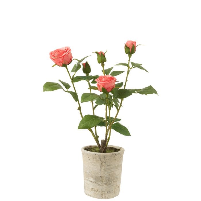 J-Line - Kunstrozen in pot 'Rose' (Roze)