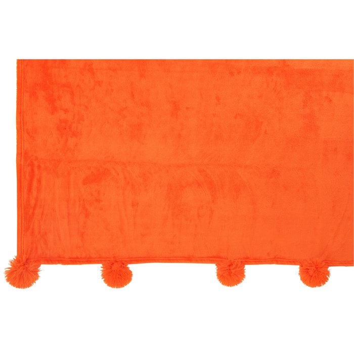 J-Line - Plaid 'Pompom' (170x130cm, Oranje)