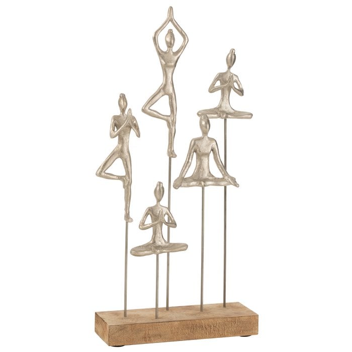 J-Line - Decoratief figuur 'Yoga' (Hout, Zilver)