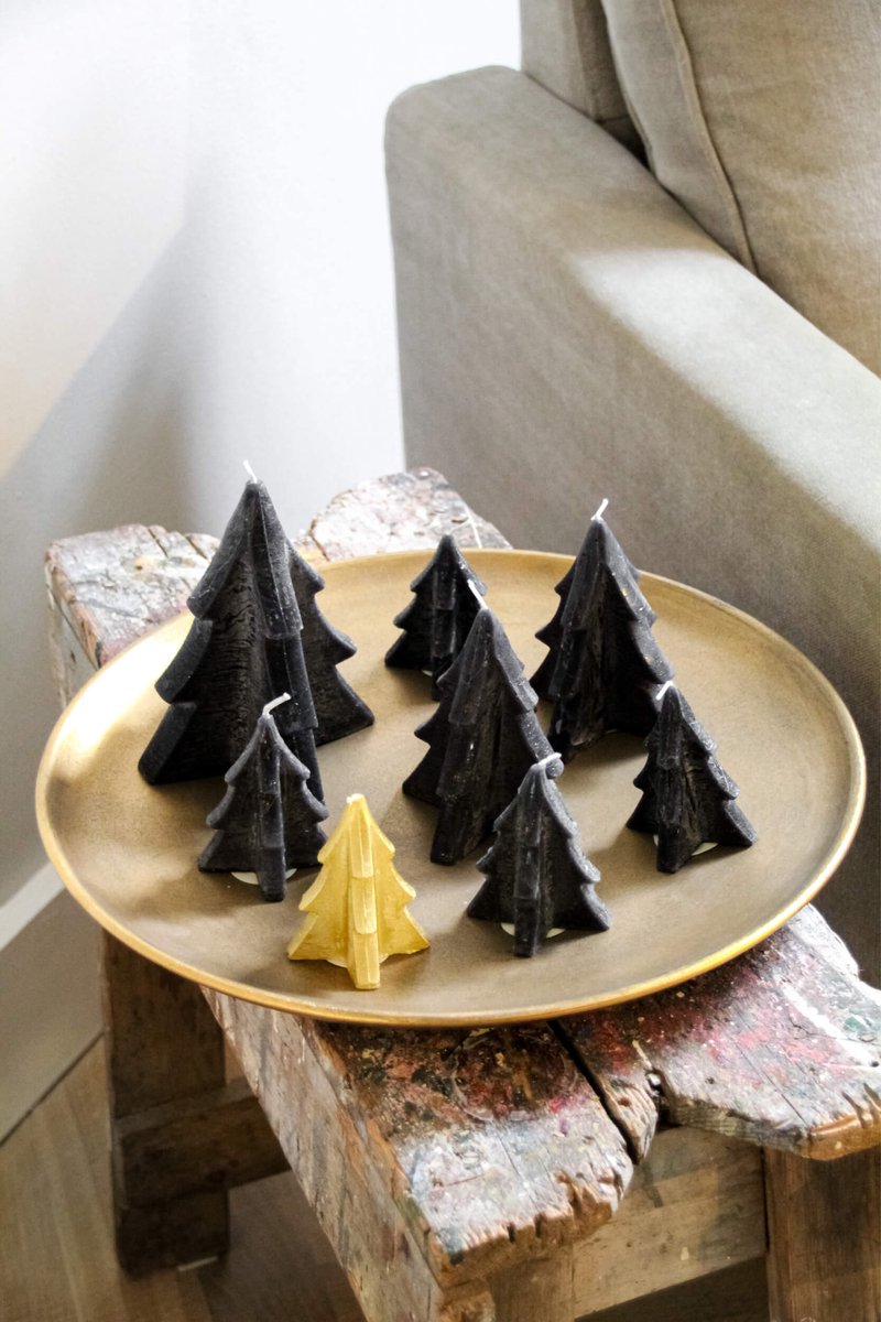 Home Society - Kerstboomkaars 'Denn' (Zwart) - Set van 6 (L)