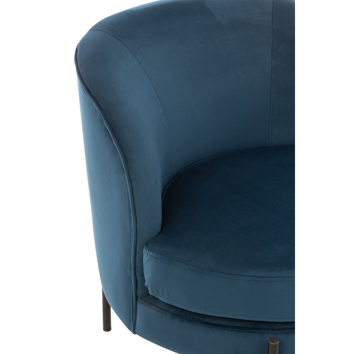 J-Line - Fauteuil Lounge Rond Textile/Métal Bleu