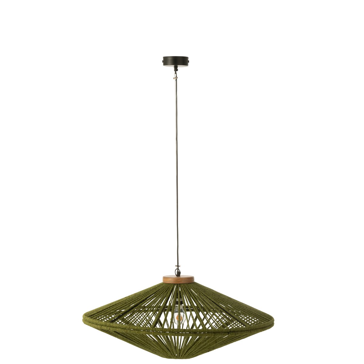 J-Line - Lampe à suspension Ovni Fer/Jute Vert Moyen