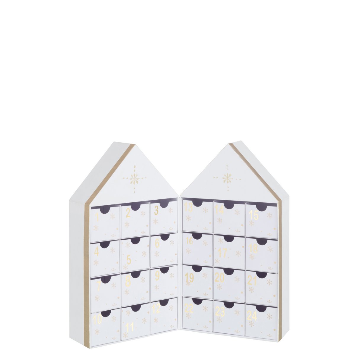 J-Line - Boîte de Rangement Maison Carton Blanc Avec Or