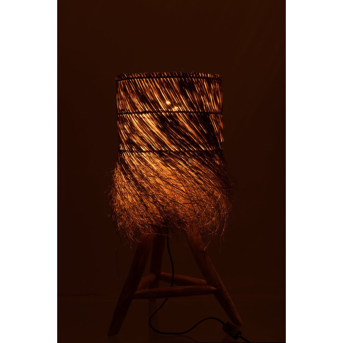 J-Line - Lampe de table 'Rafi' (Bois, Naturel)