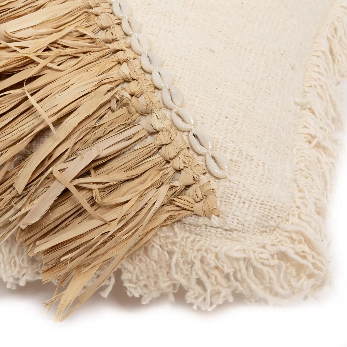 Bazar Bizar - Kussenhoes 'Raffia Cotton' (Naturel Wit, 60x60)