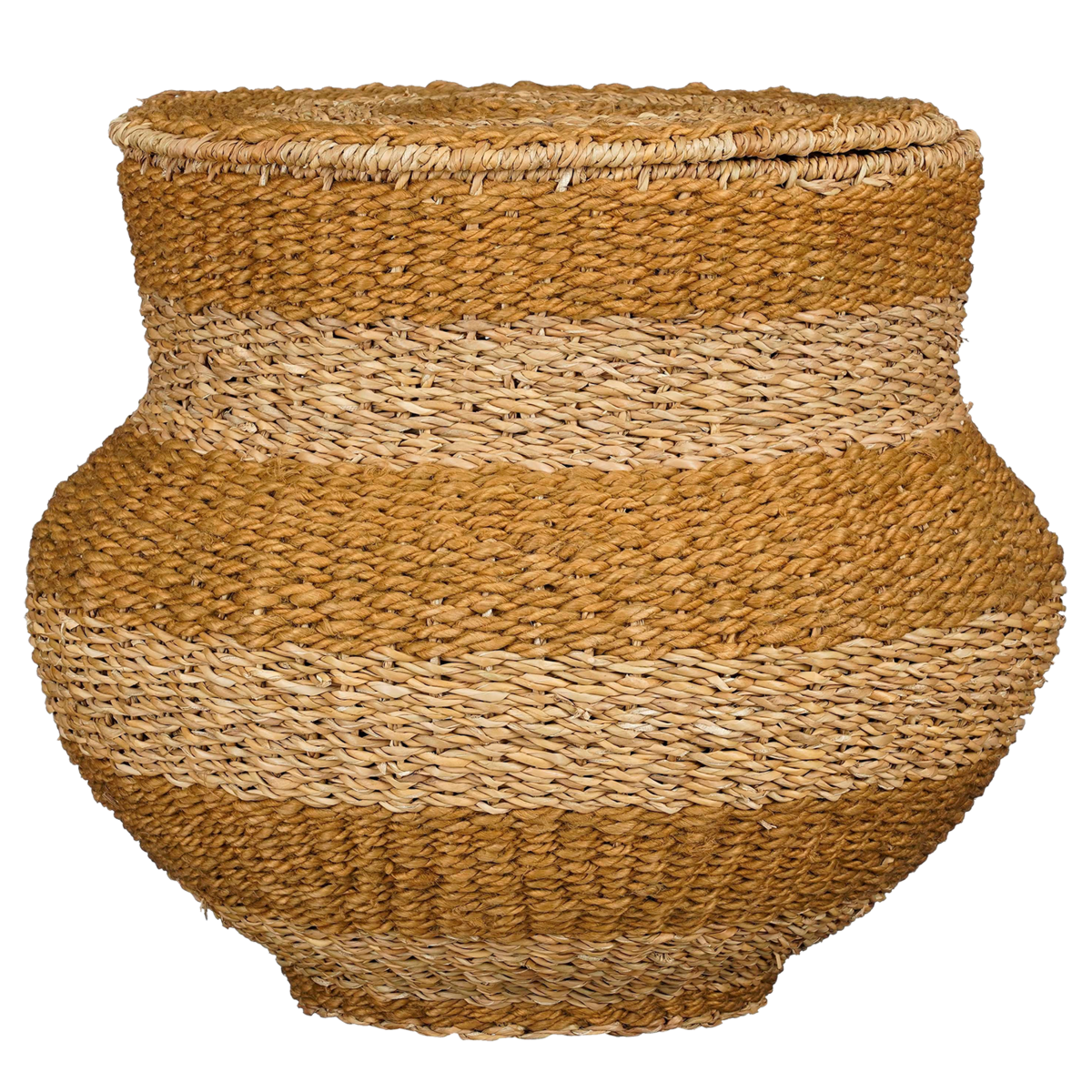 Mica Decorations - Tacoma Opbergmand met Deksel - H48 x Ø55 cm - Jute - Geel