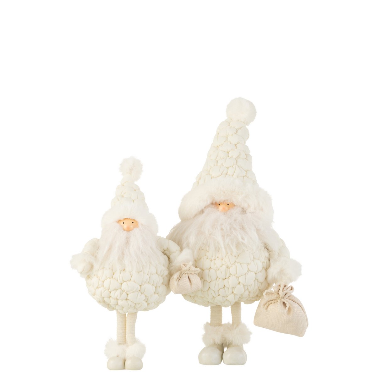 J-Line - Figurine de Noël décorative 'Père Noël avec sac cadeau' (Blanc, Taille L)