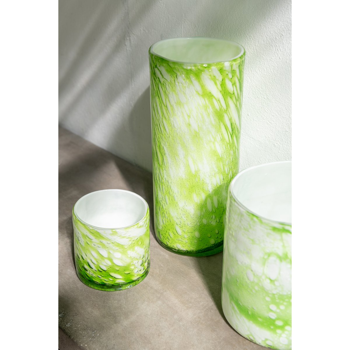 J-Line - Vase Marbre - Verre - Vert/Blanc - Moyen