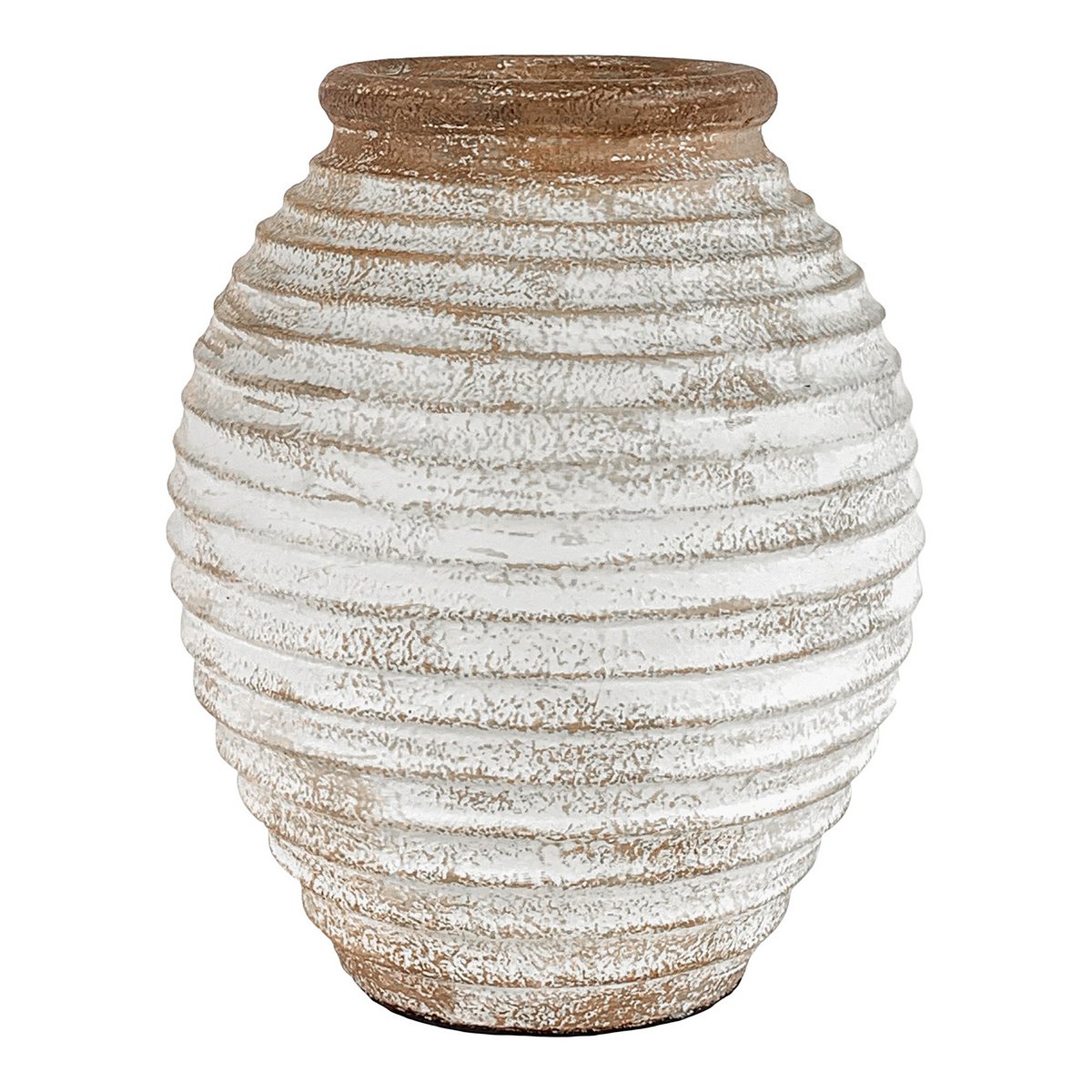 House Nordic - Lomba Decoratiepot - Terracotta pot, bruin/wit, Ø28x35 cm