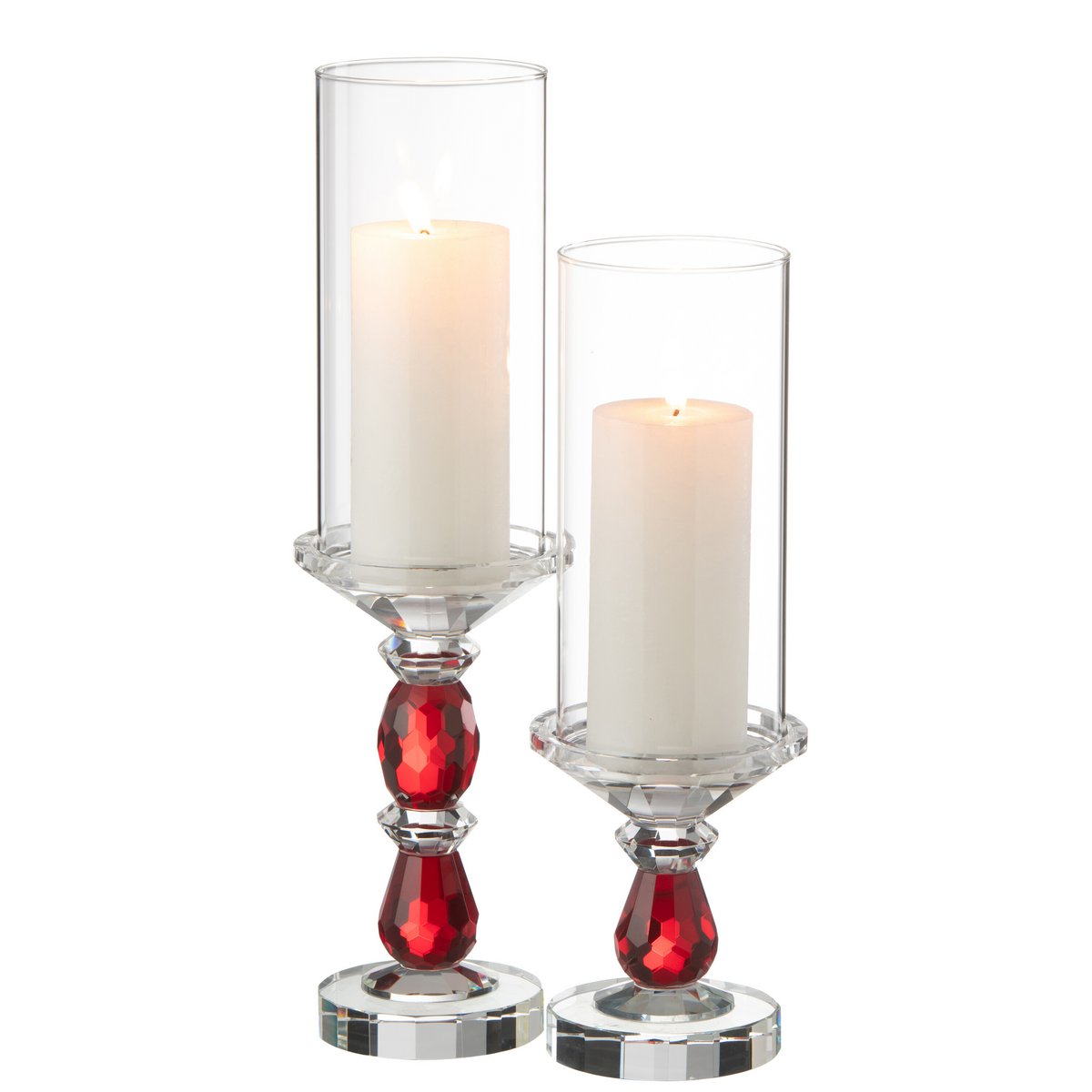 J-Line - Bougeoir Marie Cristal Rouge/Transparent Large