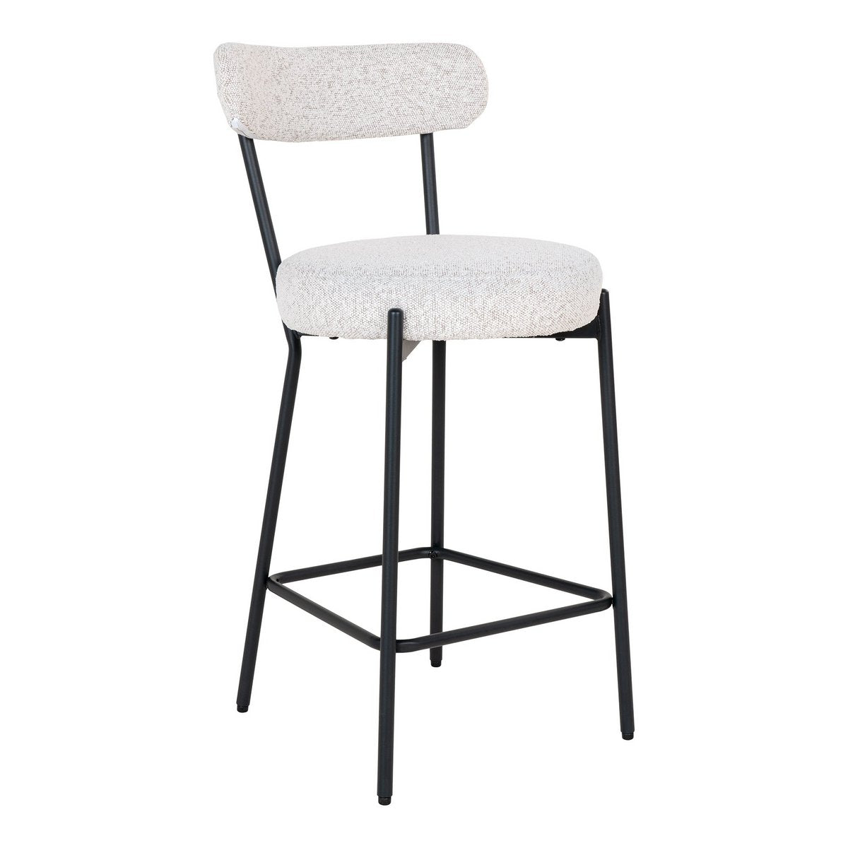 House Nordic - Badalona Counter Chair - Tabouret de bar, bouclé blanc et pieds noirs, HN1270