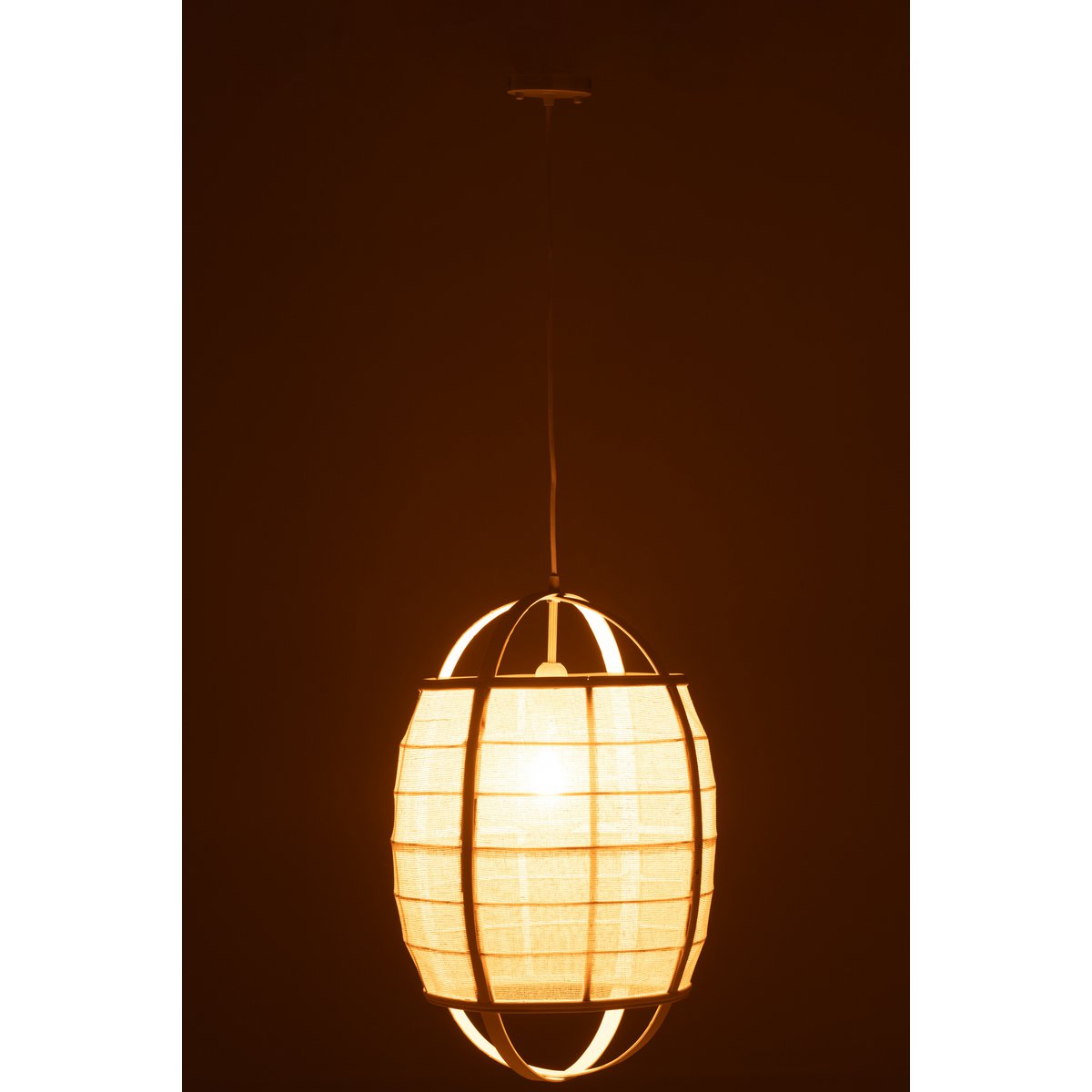 J-Line - Lampe suspendue Ion Lin/Bambou Blanc Small