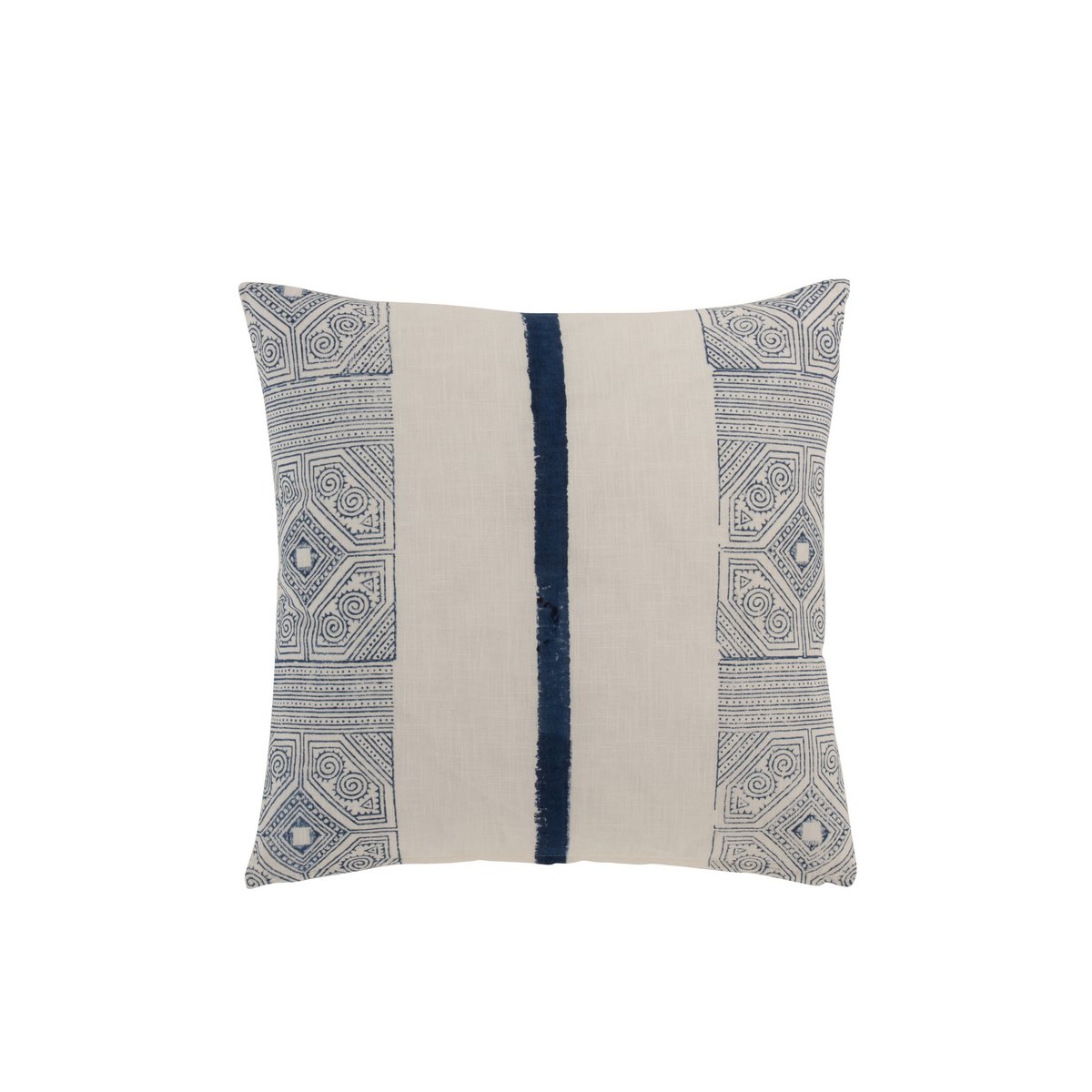 J-Line - Coussin Stripe Aztec - Coton - Bleu/Blanc