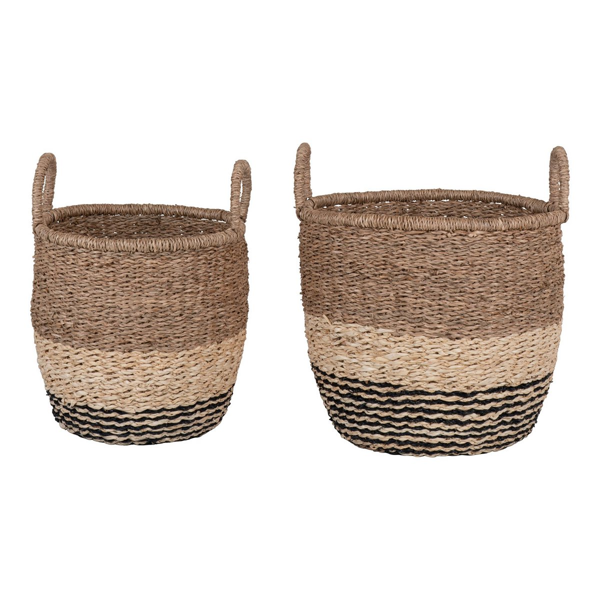 House Nordic - Lima Basket - Panier en jonc de mer, naturel/marron/noir, lot de 2